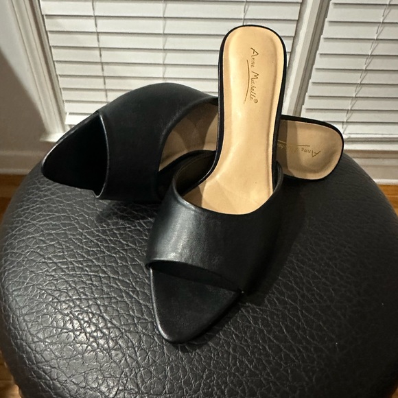 Anne Michelle Black Open-Toe Mules 🖤 Size 10 - Picture 2 of 6